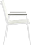 Nizuc - Outdoor Patio Dining Arm Chair With White Frame And Gray Arms (Set of 2)