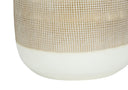 Ceramic Round Table Lamp With Beige Drum Shade - Brown And White - HomeRoots - Table Lamps - Elite Enclave Home