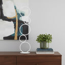 Metal Five Circle Geometric Sculpture LED Table Lamp - White - HomeRoots - Table Lamps - Elite Enclave Home