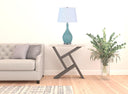 Hammered Urn Table Lamp With White Tapered Drum Shade - Aqua