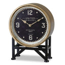 Uttermost Shyam Table Clock – Black stand with brass-finished metal frame