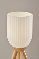 Solid Wood Tripod Table Lamp With White Ribbed Glass Shade - Natural - HomeRoots - Table Lamps - Elite Enclave Home