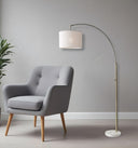 Arc Floor Lamp With Off - White Solid Color Drum Shade - Brass - HomeRoots - Floor Lamps - Elite Enclave Home