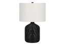 Rattan Round Table Lamp With Ivory Drum Shade - Black - HomeRoots - Table Lamps - Elite Enclave Home