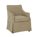 London - Upholstered Skirted Dining Arm Chair With Hidden Casters - Beige - Martha Stewart - Arm Chairs - Elite Enclave Home