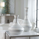 Potter - Fluted Striped Vases (Set of 2) - Light Blue
