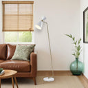 Task Floor Lamp With White Metal Cone Shade - Brass - HomeRoots - Floor Lamps - Elite Enclave Home
