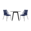 3 Piece Round Stone Dining Set With Two Chairs - Gray And Dark Blue