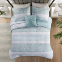 Caralie - 4 Piece King Seersucker Coverlet Set With Throw Pillow - Aqua
