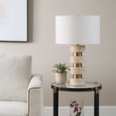 Makani - Travertine Table Lamp - Brass / Gold / White