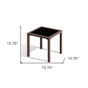 16" Square Glass Outdoor Side Table - Black