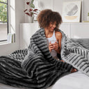 Avril - King/California King Fluffy Ribbed Plush Comforter Set - Gray Ombre - Intelligent Design - Comforters & Sets - Elite Enclave Home