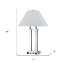 Metal Two Light Desk USB Table Lamp With White Novelty Shade - Nickel