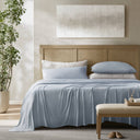 Cooling - Split King Stretch Jersey Sheet Set - Blue - Harbor House - Sheets & Pillowcases - Elite Enclave Home