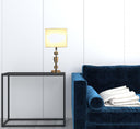 Cut Faux Crystal Glam Table Lamp With White Classic Drum Shade - Clear