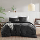 Porter - King Soft Washed Pleated Duvet Cover Set - Black