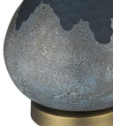 Concrete Gourd Table Lamp With Cream Empire Shade - Teal Blue