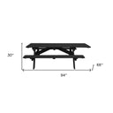 Solid Wood Outdoor Picnic Table With Umbrella Hole - Charcoal