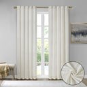 Colt - Room Darkening Metallic Printed Poly Fabric Rod Pocket/Back Tab Window Panel Pair - White/Gold - 510 Design - Curtain Sets - Elite Enclave Home