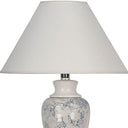 Faux Marble Ceramic Accent Table Lamp With White Empire Shade - Ivory
