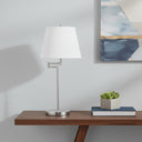 Metal Table Lamp With Off - White Empire Shade - Nickel - HomeRoots - Table Lamps - Elite Enclave Home