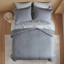Logan - King Striped Duvet Set - Blue / Gray