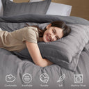 Logan - California King Striped Comforter Set - Charcoal