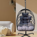 Metal Indoor Outdoor Swing Chair With Slate Gray Cushion - Slate Gray And Black