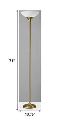 Shiny Metal Torchiere Floor Lamp - Antiqued Brass - HomeRoots - Floor Lamps - Elite Enclave Home