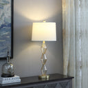 Geo Glass Table Lamp With Shade - Brushed Gold