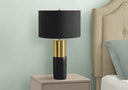 Concrete Cylinder Table Lamp With Black Drum Shade - Black And Gold - HomeRoots - Table Lamps - Elite Enclave Home