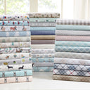 Cozy Flannel - 4 Piece Full Printed Sheet Set - Gray Herringbone Check