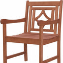 24" Solid Wood Indoor Outdoor Arm Chair - Brown