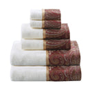Aubrey - 6 Piece Jacquard Towel Set - Burgundy - Madison Park - Towel Sets - Elite Enclave Home