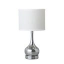 19" Bedside Table Lamp With White Drum Shade - Silver