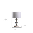 20" Bedside Table Lamp With White Drum Shade - Silver