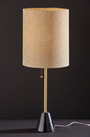 Marble And Metal Table Lamp With Beige Drum Shade - Black And Gold - HomeRoots - Table Lamps - Elite Enclave Home