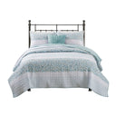 Caralie - 4 Piece Full Seersucker Coverlet Set With Throw Pillow - Aqua