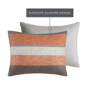 Jaxon - 7 Piece Queen Stripe Comforter Set With Bed Sheets - Coral / Gray