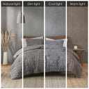 Blair - Ruched Fur Down Alternative Comforter Set - Gray
