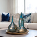 Lucia - Handmade Rainbow Vase (Set of 3) - Blue Metal - Madison Park Signature - Table Accessory Sets - Elite Enclave Home