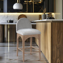 Waldorf - Chenille Stool With Natural Legs - Meridian Furniture - Counter Height (24" - 27") - Elite Enclave Home