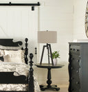 Metal Tripod Table Lamp With Tan Drum Shade - Charcoal - HomeRoots - Table Lamps - Elite Enclave Home