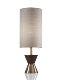 Wood Metal Diabolo Table Lamp - Brass