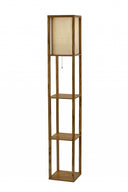 Floor Lamp With Storage Shelves - Natural Wood - HomeRoots - Floor Lamps - Elite Enclave Home