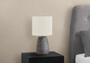 Ceramic Round Table Lamp With Ivory Drum Shade - Gray - HomeRoots - Table Lamps - Elite Enclave Home