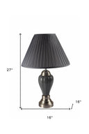 Metal Urn Table Lamp With Gray Empire Shade - Gray And Silver