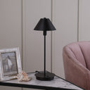 Metal Bedside Table Lamp With Black Cone Shade - Black