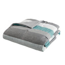 Jaxon - Stripe King Comforter Set With Bed Sheets - Aqua / Gray