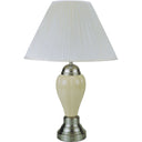 Ceramic Urn Table Lamp With White Empire Shade - Ivory And Silver
